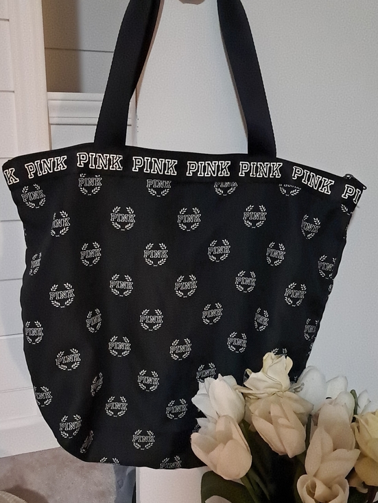 PINK Victoria's Secret Handbags - PINK Victoria's Secret Black Tote with Logo